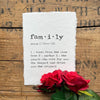 family definition print in typewriter font on handmade cotton paper - Alison Rose Vintage