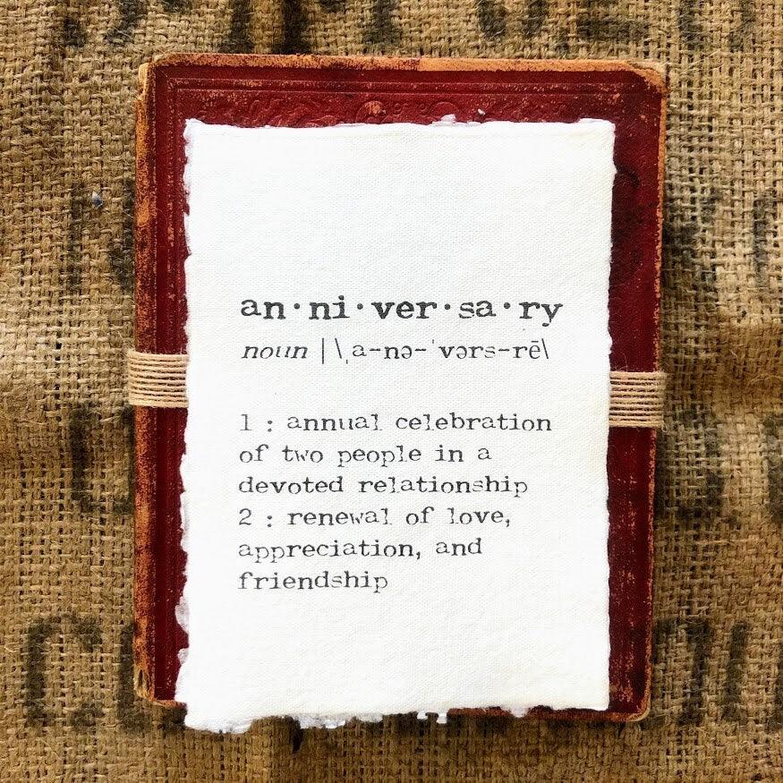 anniversary definition print in typewriter font on handmade cotton paper - Alison Rose Vintage