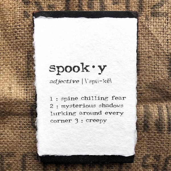 spooky definition print in typewriter font on 5x7 or 8x10 handmade cotton paper - Alison Rose Vintage
