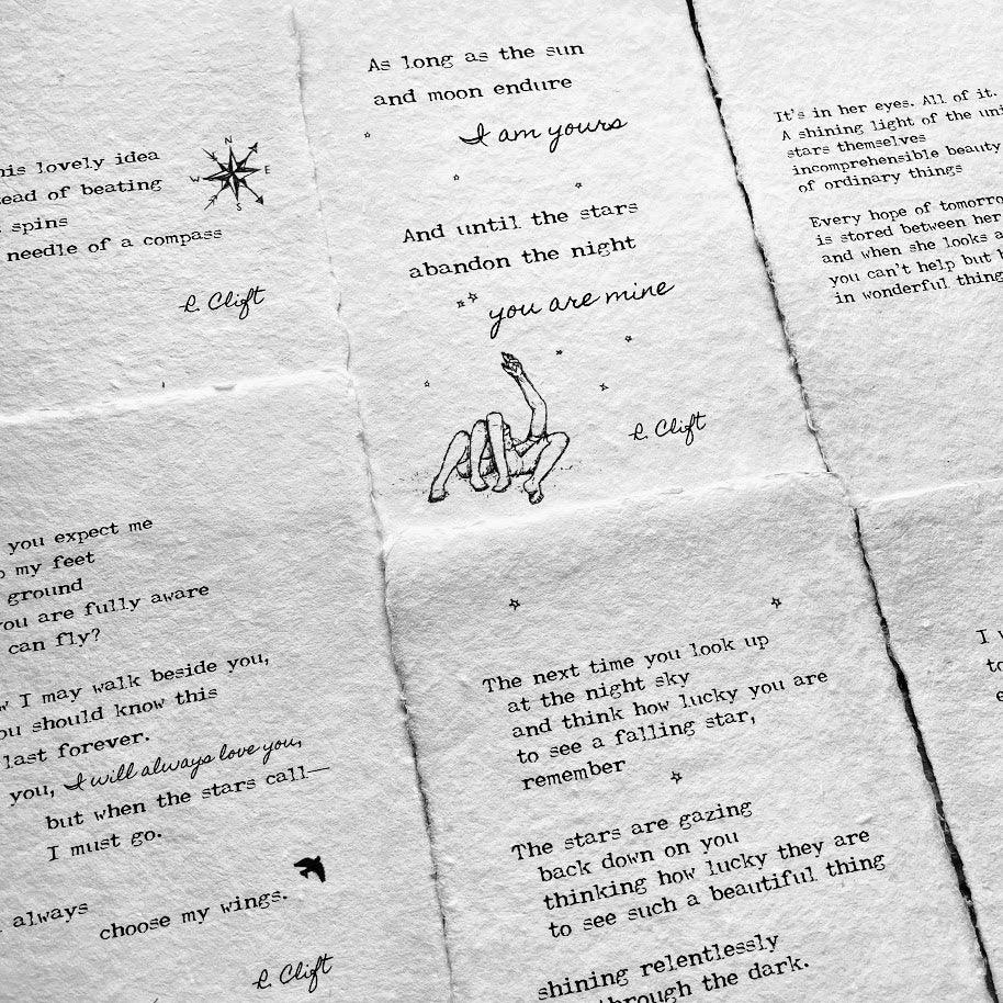 Custom R. Clift poem print on handmade paper