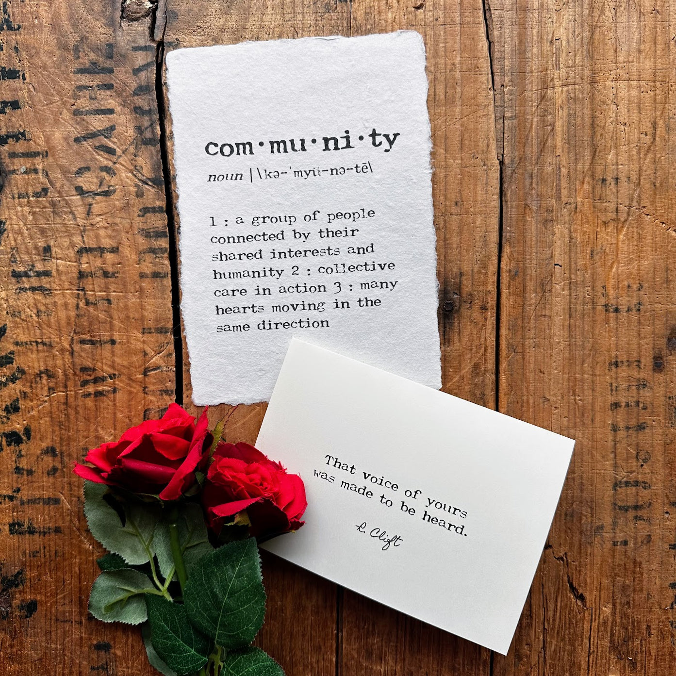 community definition print in typewriter font on handmade paper– Alison ...