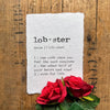 lobster definition print in typewriter font on handmade cotton paper