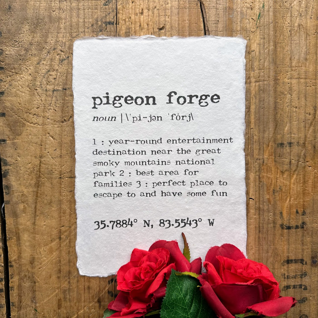 pigeon forge tennessee definition print on handmade paper - Alison Rose Vintage