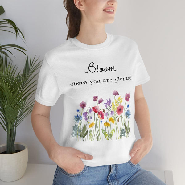 Bloom where you are planted unisex short sleeve tee shirt, wildflowers Bella Canvas t-shirt - Alison Rose Vintage