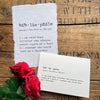 bibliophile definition greeting card in typewriter font with envelope and rose sticker - Alison Rose Vintage