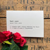 bookworm definition greeting card in typewriter font with envelope and rose sticker - Alison Rose Vintage