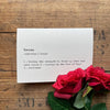 brave definition greeting card in typewriter font with envelope and rose sticker.