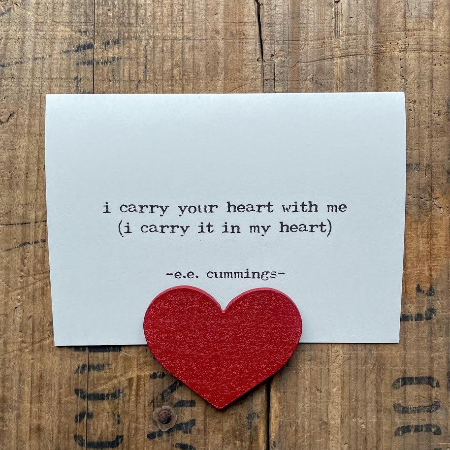i carry your heart with me e.e. cummings quote card Alison Rose Vintage
