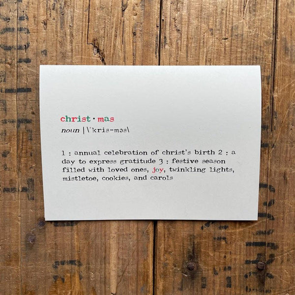 christmas definition greeting card in typewriter font - Alison Rose Vintage