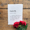 coach definition print on handmade cotton rag paper.