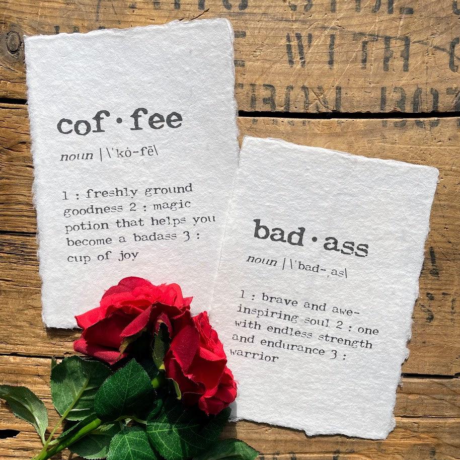 coffee definition print in typewriter font on handmade paper - Alison Rose Vintage