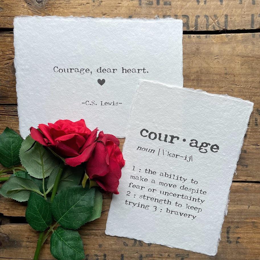 courage definition print in typewriter font on handmade cotton paper - Alison Rose Vintage