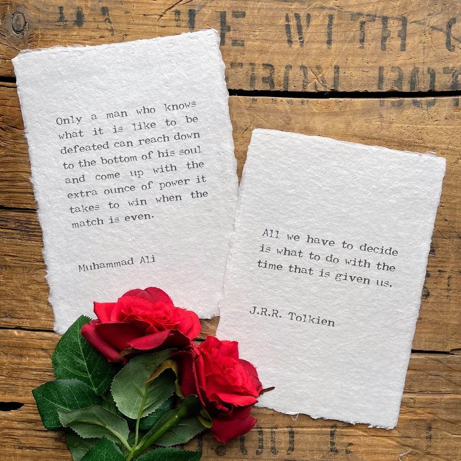 Custom quote print on handmade paper in script or typewriter font - Alison Rose Vintage