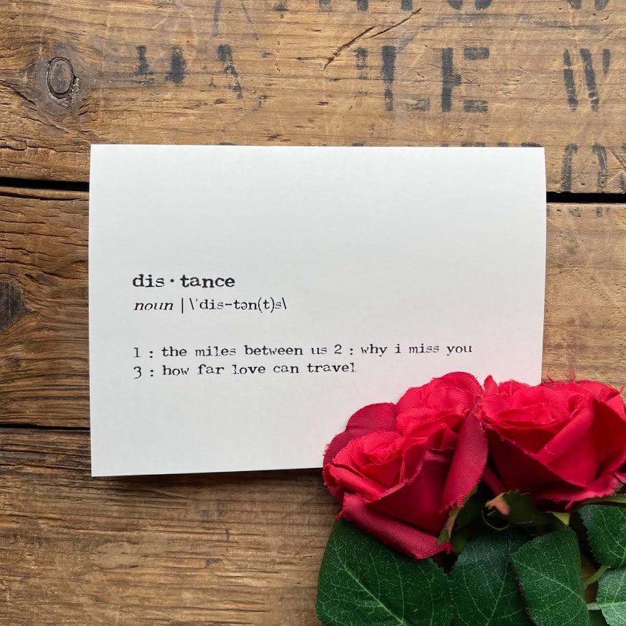 distance definition greeting card with envelope and rose sticker ...