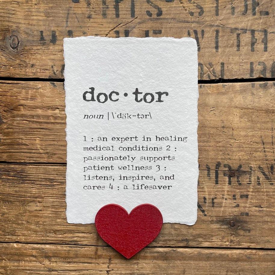 doctor definition print in typewriter font on 5x7 or 8x10 handmade cotton paper - Alison Rose Vintage