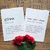 give definition print in typewriter font on handmade cotton paper