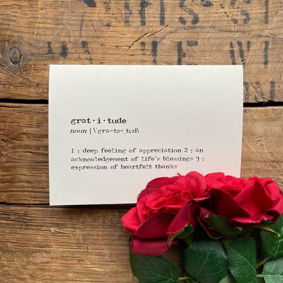 gratitude definition greeting card with envelope and rose sticker ...