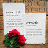 growth definition print in typewriter font on handmade paper