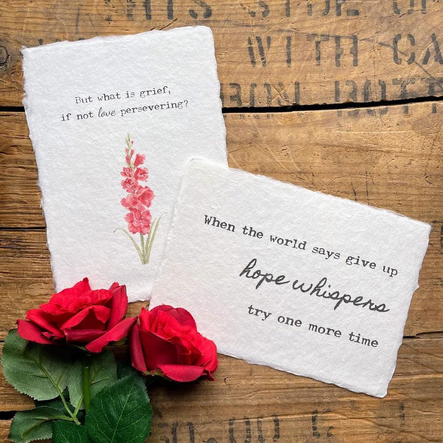 But what is grief, if not love persevering quote on handmade paper - Alison Rose Vintage