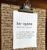 inspire definition print in typewriter font on 5x7 or 8x10 handmade cotton paper - Alison Rose Vintage