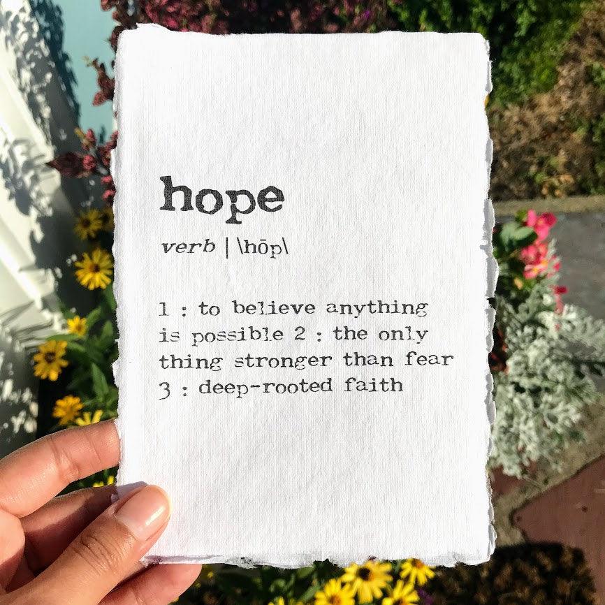 hope definition print in typewriter font on 5x7 or 8x10 handmade cotton paper - Alison Rose Vintage