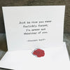 I'm never not thinking of you Virginia Woolf quote greeting card with envelope and rose sticker seal - Alison Rose Vintage