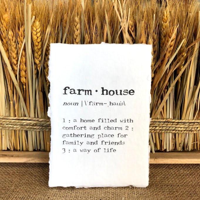 farmhouse definition print in typewriter font on 5x7 or 8x10 handmade cotton paper - Alison Rose Vintage