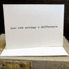 you are making a difference compliment greeting card in typewriter font with envelope and rose sticker - Alison Rose Vintage