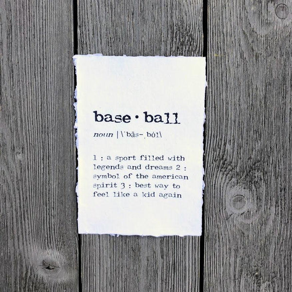 baseball definition print in typewriter font on 5x7 or 8x10 handmade cotton paper - Alison Rose Vintage