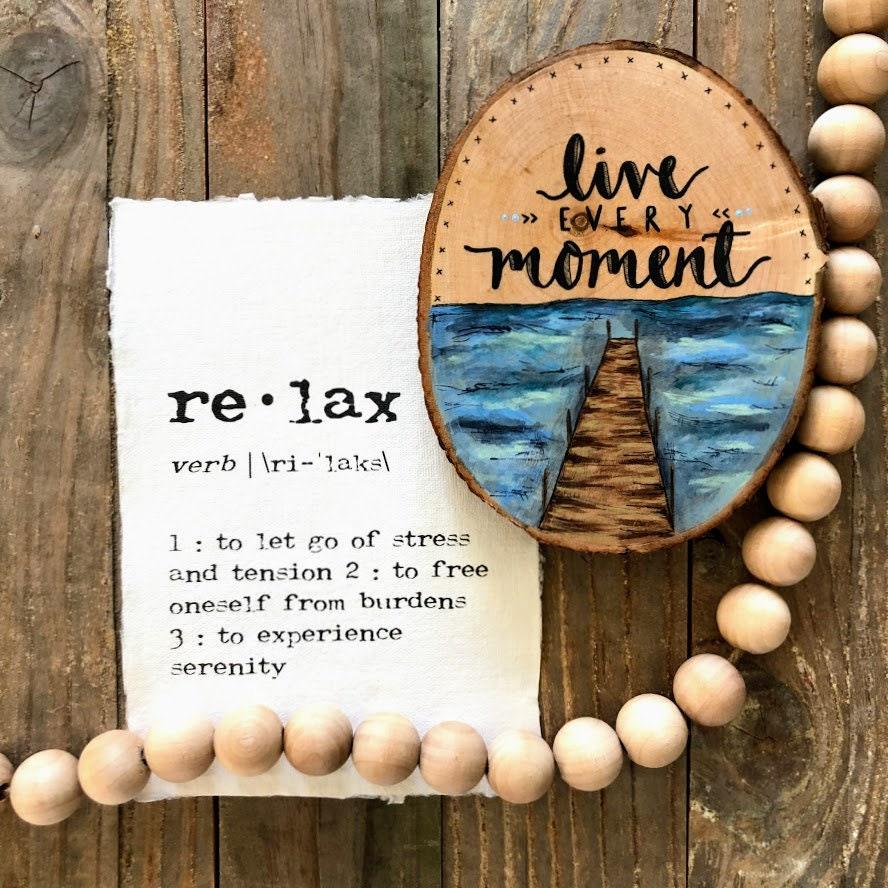 relax definition print in typewriter font on 5x7 or 8x10 handmade cotton paper, bedroom decor, spa decor, meditation, yoga, serenity - Alison Rose Vintage