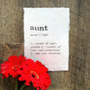 aunt definition print in typewriter font on handmade cotton paper - Alison Rose Vintage