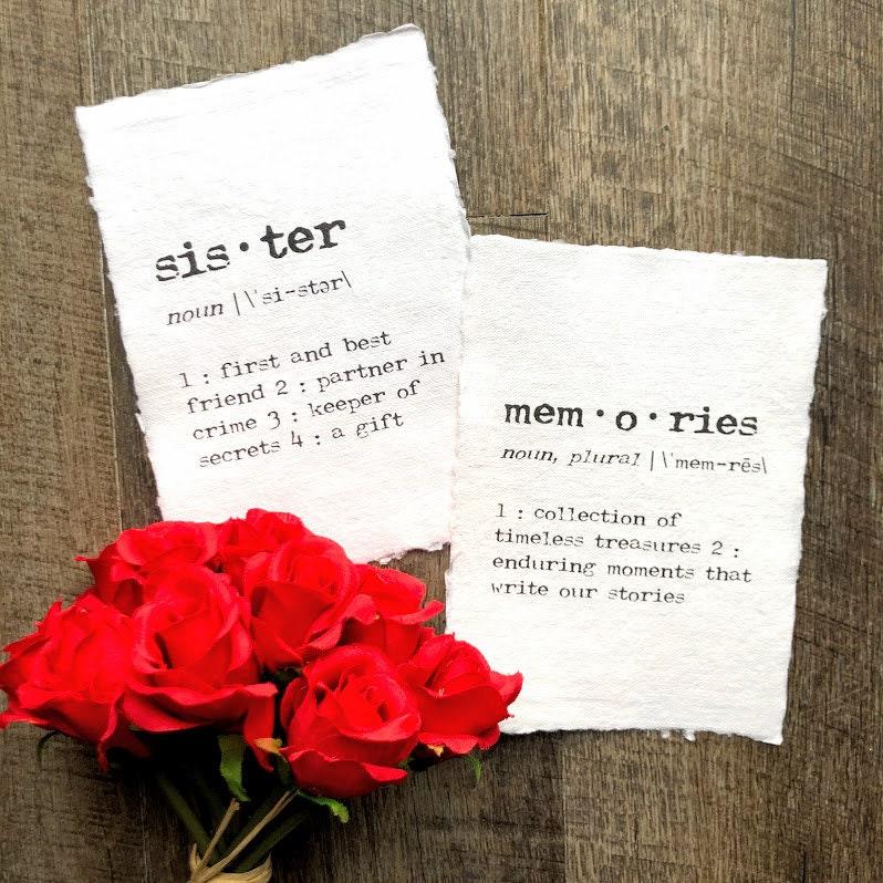 memories definition print in typewriter font on handmade cotton paper - Alison Rose Vintage