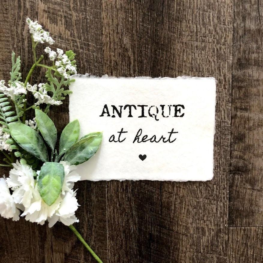 antique at heart print in typewriter and script fonts on 7x5 or 10x8 handmade cotton paper - Alison Rose Vintage