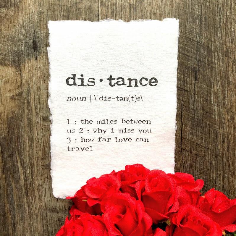 distance definition print in typewriter font on 5x7 or 8x10 handmade cotton paper - Alison Rose Vintage