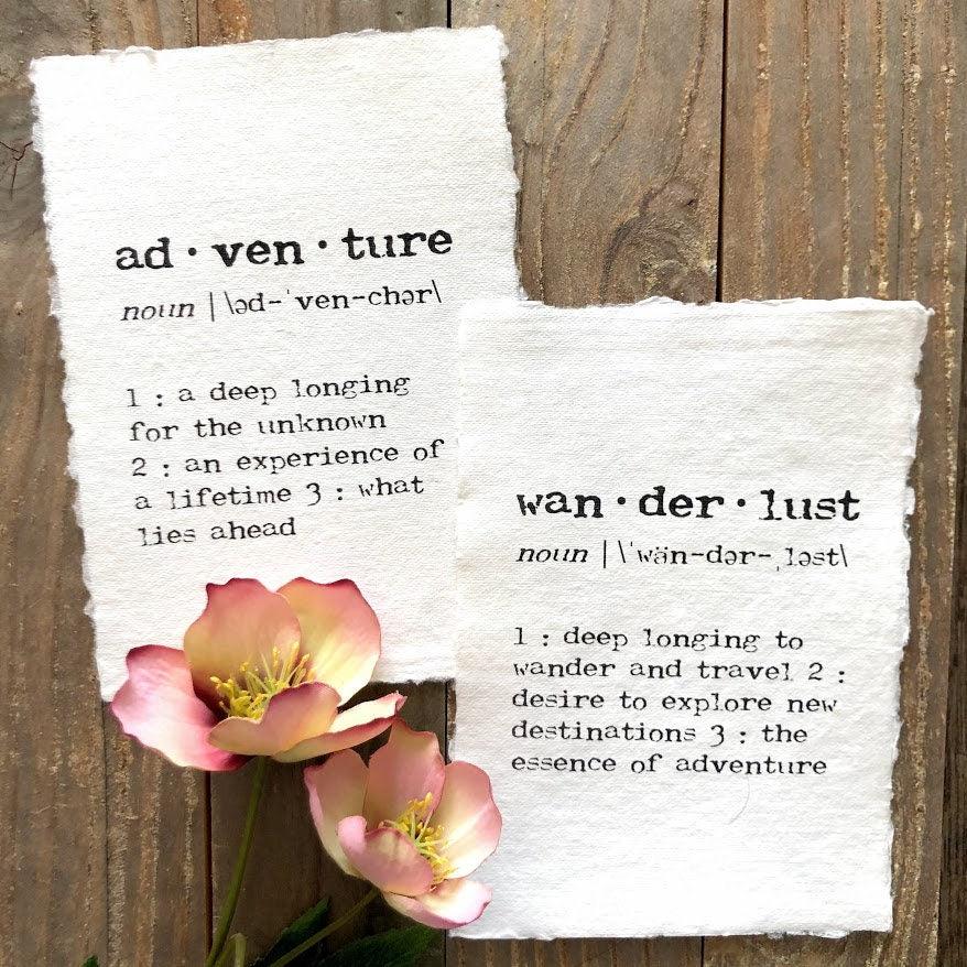 wanderlust definition print in typewriter font on handmade cotton paper - Alison Rose Vintage
