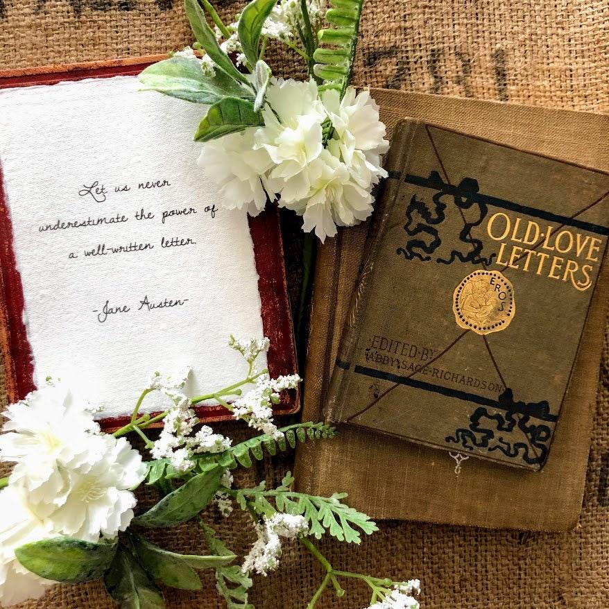Let us never underestimate the power of a well-written letter Jane Austen quote in script font on 5x7 or 8x10 handmade paper - Alison Rose Vintage