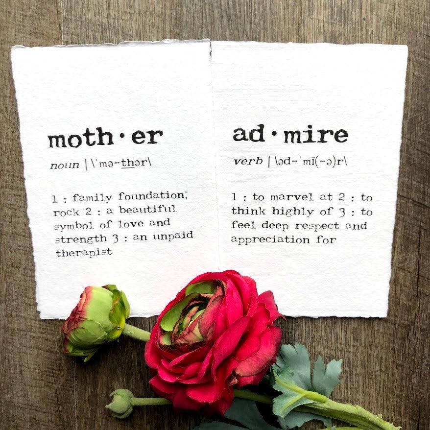 mother definition print in typewriter font on handmade cotton paper - Alison Rose Vintage
