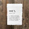 cat definition print with cat paw prints in typewriter font on 5x7 or 8x10 handmade cotton paper - Alison Rose Vintage