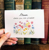 Bloom where you are planted quote greeting card with original floral watercolor, envelope and rose sticker, 4x5.5 size, encouragement card - Alison Rose Vintage