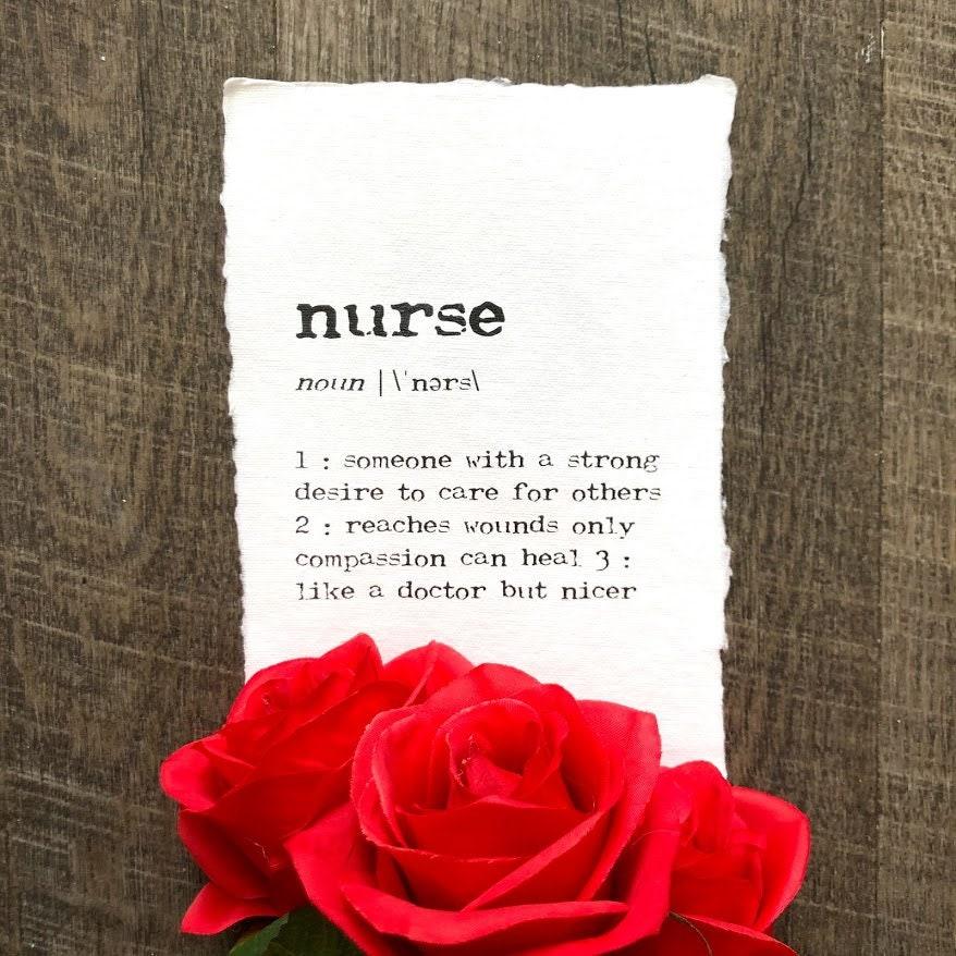 nurse definition print in typewriter font on handmade cotton paper - Alison Rose Vintage