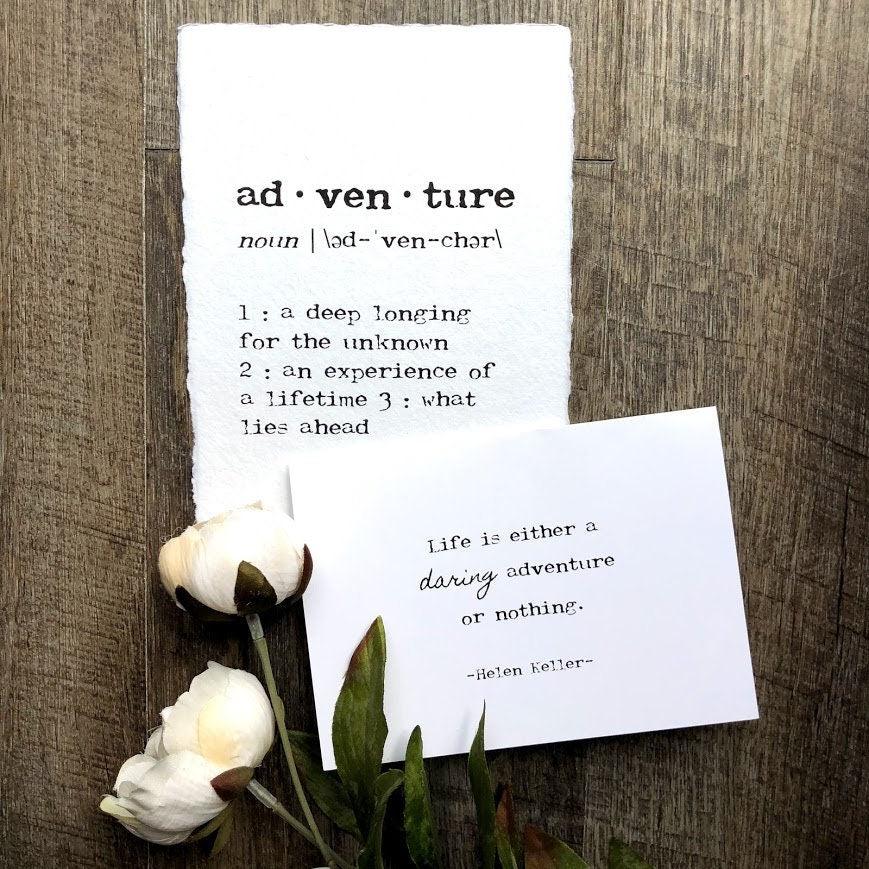 Life is either a daring adventure or nothing helen keller quote greeting card with envelope and rose sticker seal - Alison Rose Vintage
