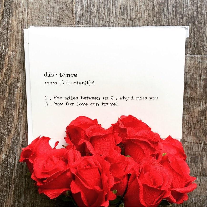 Ditance Meaning distance definition greeting card with envelope and rose sticker ...