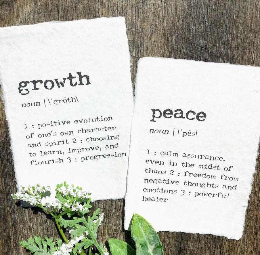 growth definition print in typewriter font on 5x7 or 8x10 handmade cotton paper - Alison Rose Vintage