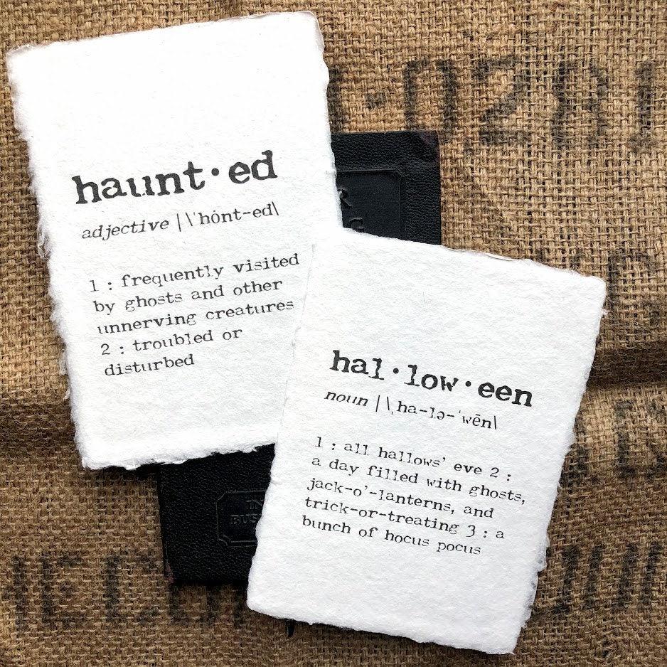halloween definition print in typewriter font on 5x7 or 8x10 handmade cotton paper - Alison Rose Vintage
