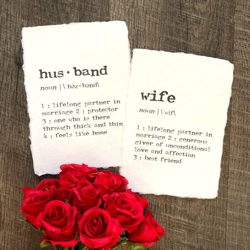 husband definition print in typewriter font on 5x7 or 8x10 handmade cotton paper - Alison Rose Vintage