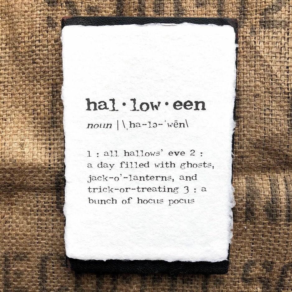 halloween definition print in typewriter font on 5x7 or 8x10 handmade cotton paper - Alison Rose Vintage