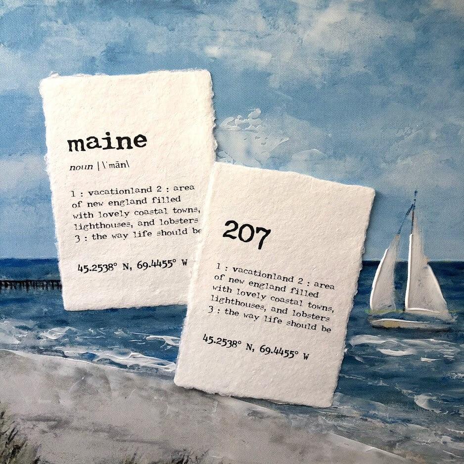 Maine OR 207 Area Code Definition Print In Typewriter Font On Handmade maine-or-207-area-code-definition-print-in-typewriter-font-on-handmade