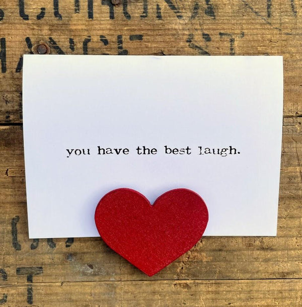 you have the best laugh compliment greeting card in typewriter font with envelope and rose sticker - Alison Rose Vintage