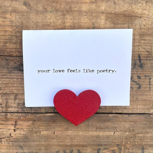 your love feels like poetry compliment greeting card in typewriter font with envelope and rose sticker - Alison Rose Vintage