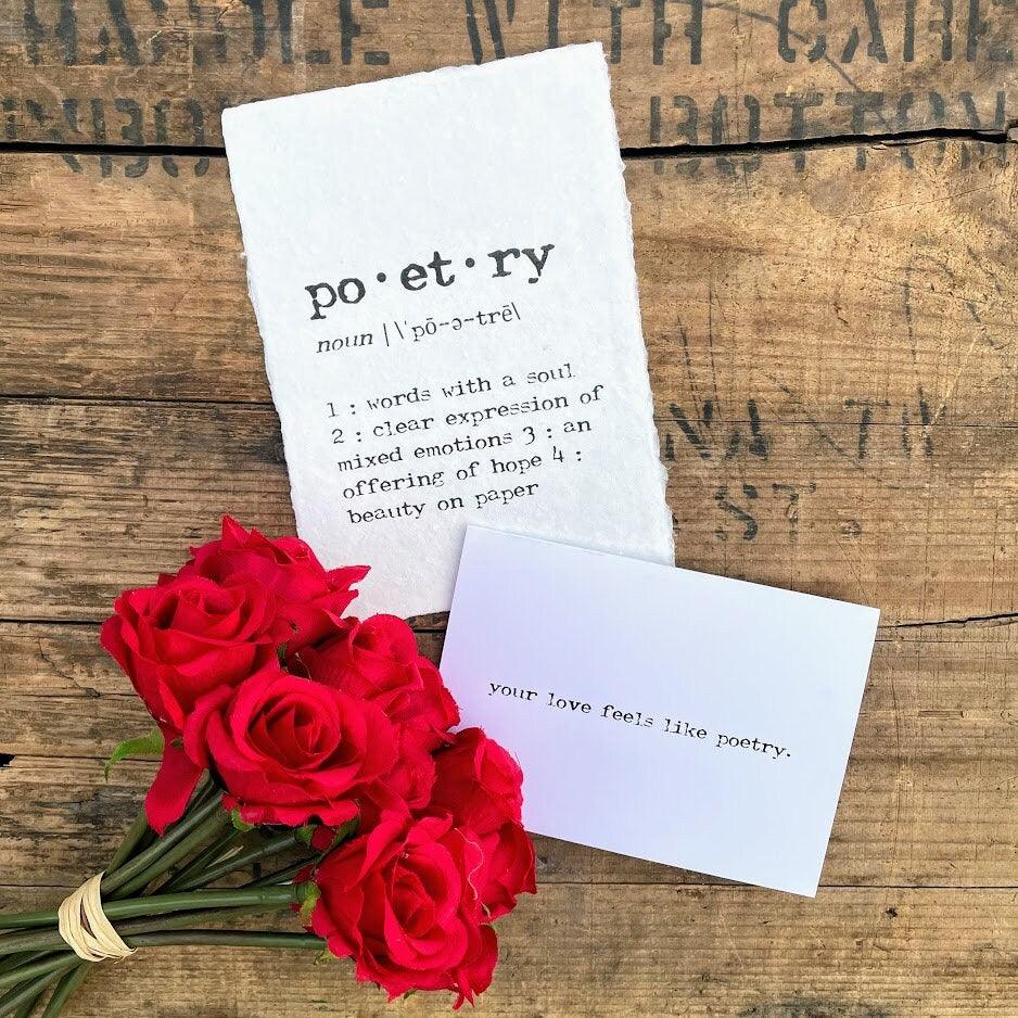 poetry definition print in typewriter font on 5x7 or 8x10 handmade cotton paper - Alison Rose Vintage